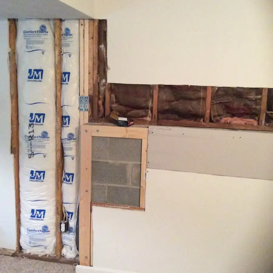 Wall insulation replacement during Basement Flood Cleanup in Mayfield